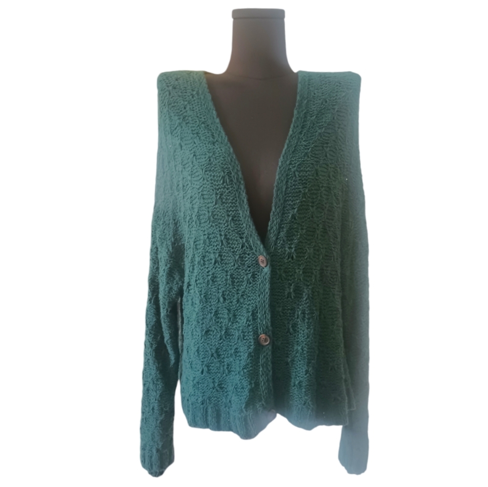 American Eagle Green Crop Button Down Cardigan - image 1